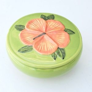 Vintage WHITNEY SMITH POTTERY Ceramic Hibiscus Jar